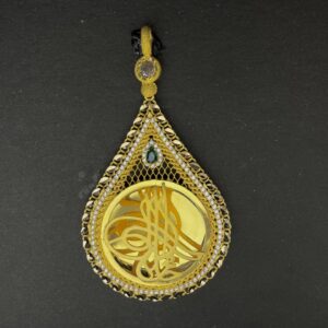 Taşlı Damla Tuğralı Kolye Ucu (8K)