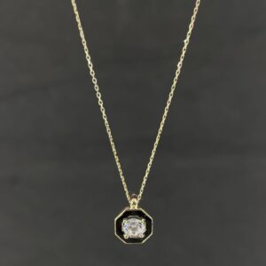 Altın Siyah Mineli Taşlı Kolye